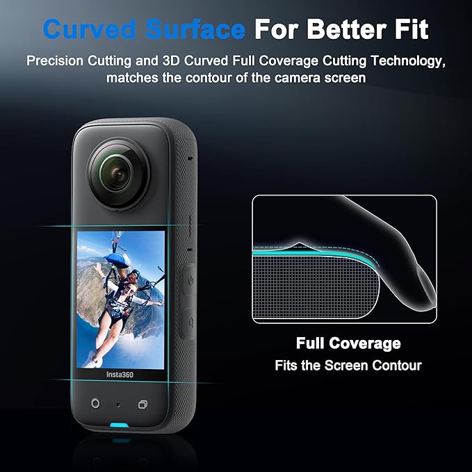 FiTSTILL LCD Film Screen Protector Compatible with Insta360 X3,Touch Sensitive Tempered Glass Screen Cover for Insta 360 x3 Camera Accessories kit,Ultra HD,9H Hardness,Scratch Resistant