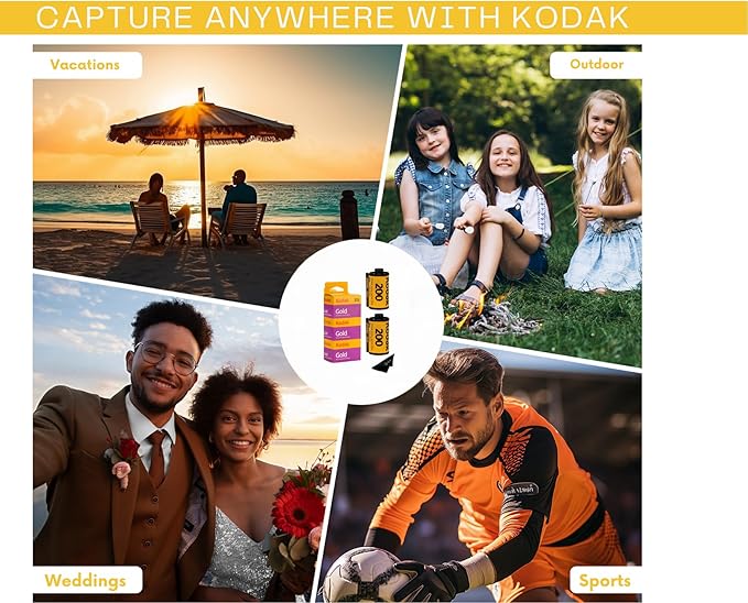 Kodak Gold 200 35mm Film Bundle, 3 Rolls, 36 Exposures Each, for 35mm Film Camera Includes Balveli Premium Microfiber Cloth - Kodak Gold 3 Pack