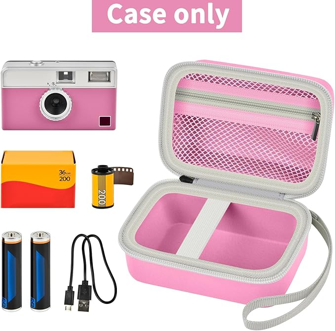 Grapsa Digital Camera Case Compatible with KODAK EKTAR H35 H35N Half Frame Film Camera, Storage Holder Organizer for Kodak Ultra F9 M35 M38 Paper Shoot kamera, 35mm Film Rolls (Box Only) -Pink