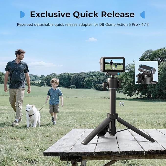SmallRig Action Camera Selfie Stick Tripod, 7.8-21.6in Extendable, 360° Ball Head, Cold Shoe Mount, Quick Release Adapter for DJI Action 5 Pro/4, 1/4-20" Screw for GoPro Hero 13/12/11, Webcam - 5435