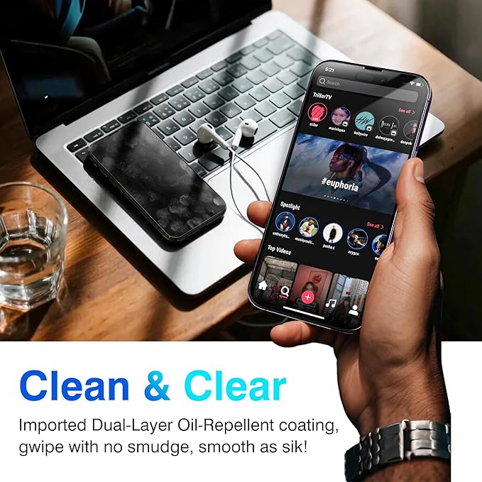 EZ-GLAZ-4 Pack for iPhone 14 Pro Screen Protector[6.1"] With 2 Pack Camera Lens Protector, 9H+ Hardness 12FT Military Grade Shatterproof Scratch Resistant Durable Tempered Glass Film with Flawless Fit Kit, HD Clear