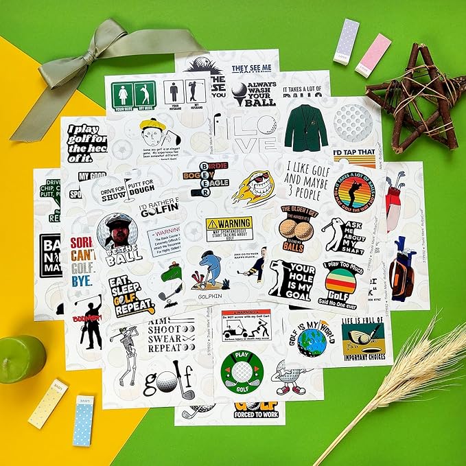 BulbaCraft 100Pcs Funny Golf Stickers, Golf Stickers for Scrapbooking, Golfing Decals, Golfing Decorations for Party, Gifts for Women & Men