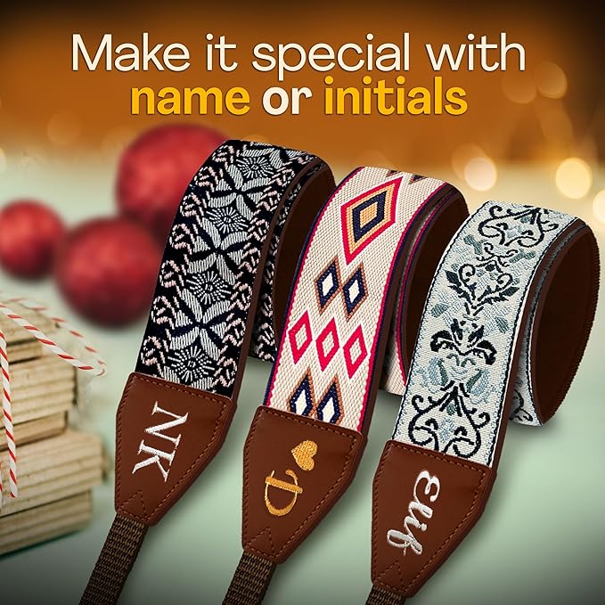 Art Tribute Camera Strap for All DSLR and Mirrorless Cameras. Add Your Name Or Initials Make It a Personalized Gift