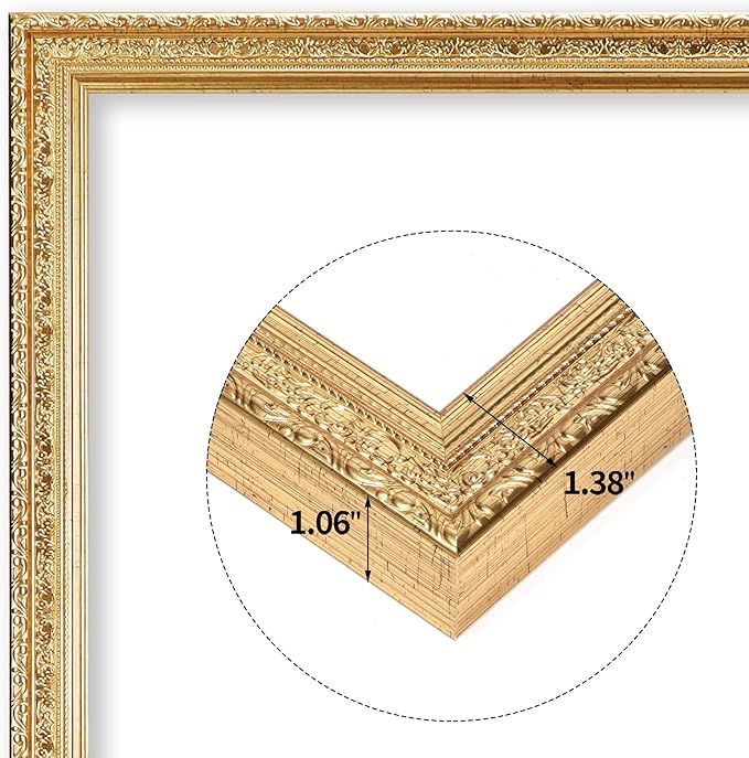 Edenseelake 18x24 Picture Frames Set of 2, Vintage Gold 18 x 24 Poster Frame for Wall Hanging Vertical and Horizontal