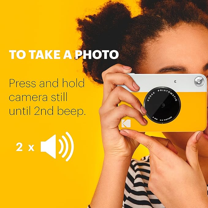 Kodak Printomatic Full-Color Instant Print Digital Camera - 75 Sheets Bundle - Prints On Zink 2x3 Sticky-Back Photo Paper - 5MP, Portable, Creative Fun Gift for Birthday, Christmas, Holiday - Grey