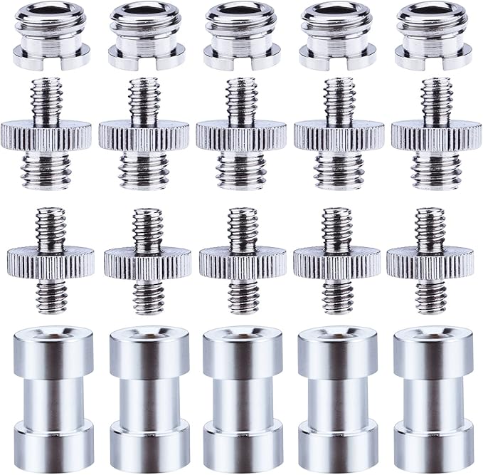 1/4 Inch and 3/8 Inch Converter Threaded Screws Adapter Mount Set for Camera/Tripod/Monopod/Ballhead, 21 Pieces
