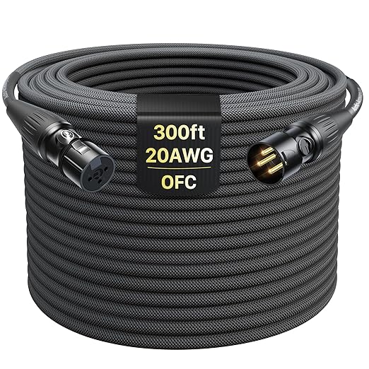 XLR Cables 300ft 1 Pack, Professional Gold-Plated Rean Connectors from Neutrik, Kevlar-Reinforced Nylon Braided Microphone Cable, Mic Cable, Durable Shielded and Balanced XLR Male to Female Cord