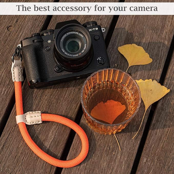 VOVMOEYA Rope Camera Wrist Strap for Sony Fujifilm Nikon Canon DSLR - Hand Strap - Orange
