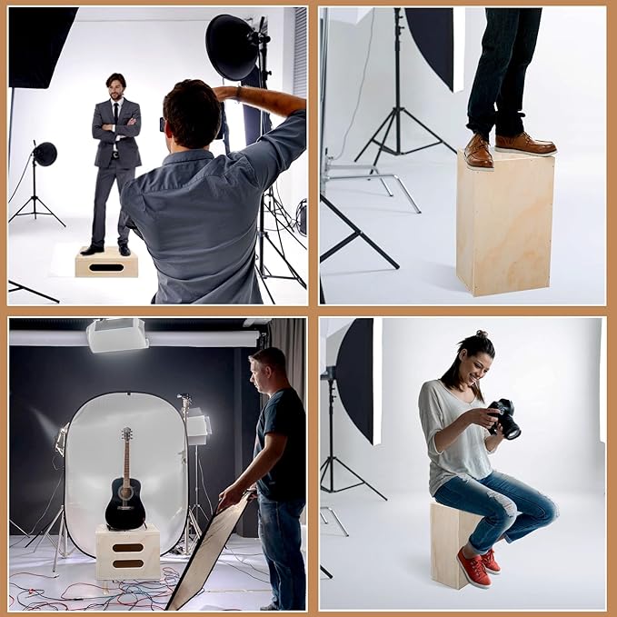 tonchean Appl Boxes Full Set of 5 Standard Appl Boxes for Photography with Secure-fit Lid Design Multifunctional Photography Appl Box for Height Adjusting Photo Studio Movie Set and Photography