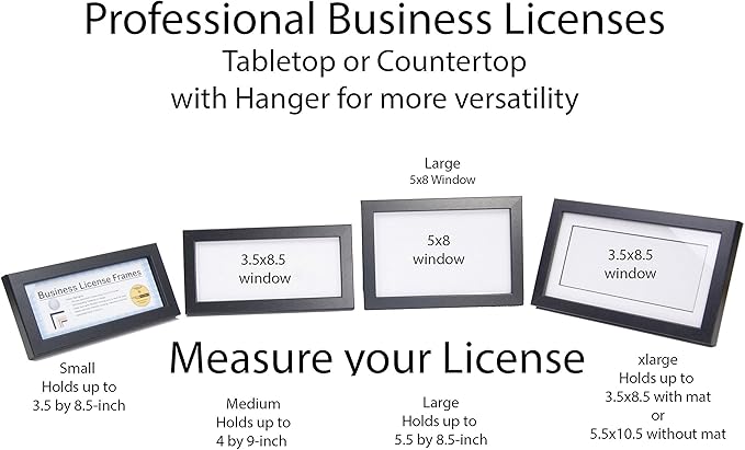 Creative Picture Frames [5.5x8.5bk] Black Business License Certificate Frames for Professionals Holds 5.5 by 8.5-inch Self Standing Easel Back with Hanger