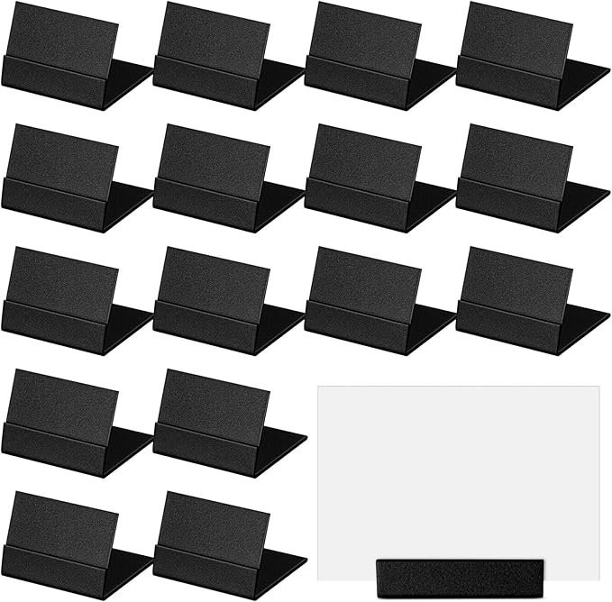24 Pcs Small Table Number Holders Metal Place Card Holder Vintage Mini Table Number Name Card Display Stand for Wedding Memo Reception Photo Picture Party Restaurant, 1.4 x 1.3 x 1 Inch (Black)