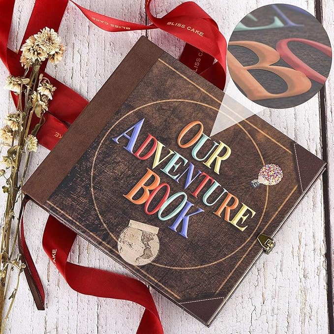 Adventure Book 148-Page DIY Handmade Scrapbook Kit - Vintage Embossed Cover Travel Diary,Gift Boxed with Full DIY Accessories for Couples,Anniversaries & More for Life’s Greatest Adventures