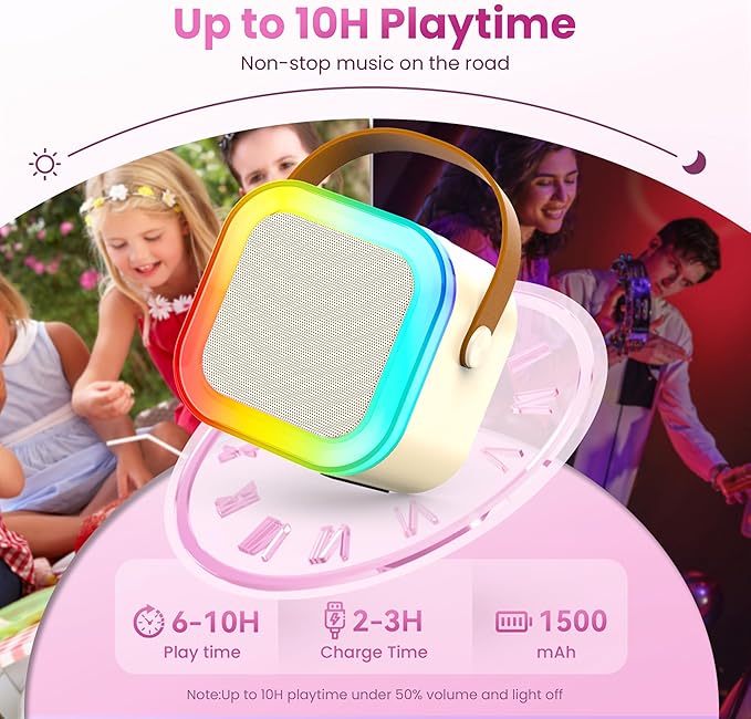 Karaoke Machine for Kids Adults, Portable Bluetooth Speaker with 2 Wireless Karaoke Mics Player,2026 TOP Birthday Gifts Toys for Girls 3,4, 5, 6, 7, 8+Years Old Toddler(Light Beige)