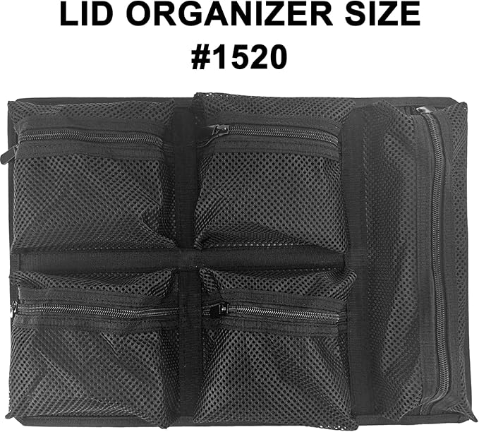 LAFENLIN UPGRADED Lid Organizer for Pelican 1520 Case, 5 Thick Mesh Pockets for Photographers & Divers, Securely Organize Camera Gears, Dive Tools in Hard Cases - No Screws, Includes Hook and Loop