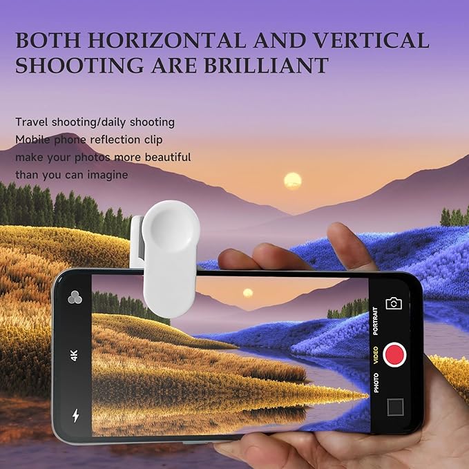 Yoidesu Smartphone Camera Mirror Reflection Clip Kit, Realm Mirror Reflection Creative Photography, HD Glass Phone Reflection Mirror for Outdoor Travel Photography, Yoidesu6ftewcx87y