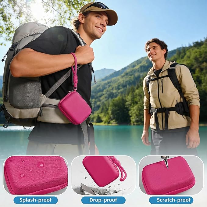 Digital Camera Case for CAMKORY/KODAK PIXPRO FZ45/FZ55/Canon IXUS 285 HS/AbergBest/Sony DSCW800/DSCW830 - Small Travel Compact Camera Holder with Mesh Pocket for SD Card & Accessories (Fuchsia)