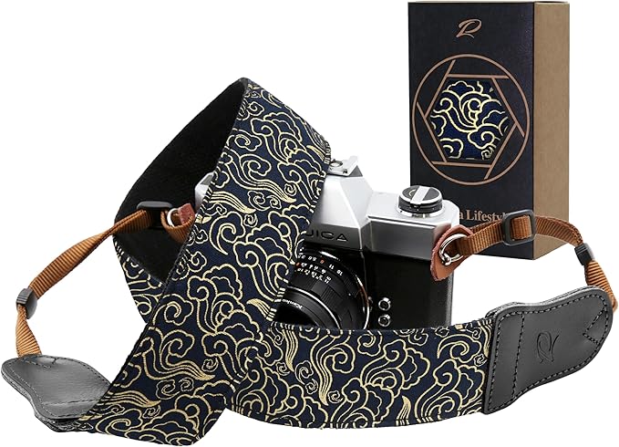 Padwa Lifestyle Plaid Camera Strap - 2" Wide Double Layer Cowhide Head,Cotton Camera Shoulder Straps