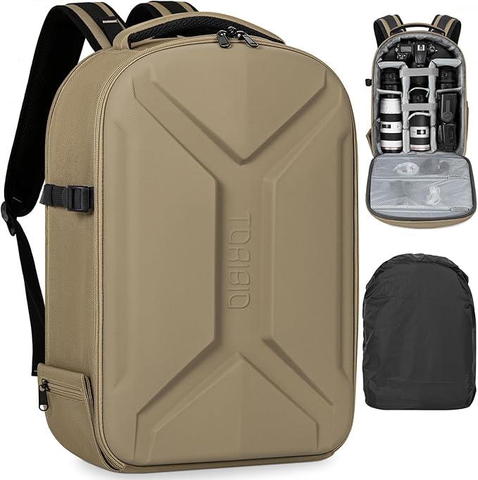 Camera Backpack, Hardshell DSLR Photography Camera Bag with Rain Cover, Waterproof Hard Shell Camera Case with Tripod Holder & 15.6" Laptop Compartment Compatible with Canon/Nikon/Sony/DJI Mavic Drone