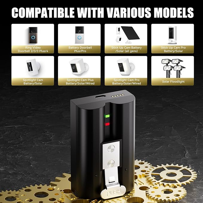 2-Pack 6040mAh Replacement Battery for Ring Cameras- Upgrade Battery Charger Kit for Ring Video Doorbell 2/3/3 Plus/4, Spotlight Cam, Stick Up Cam and Peephole Cam Indoor