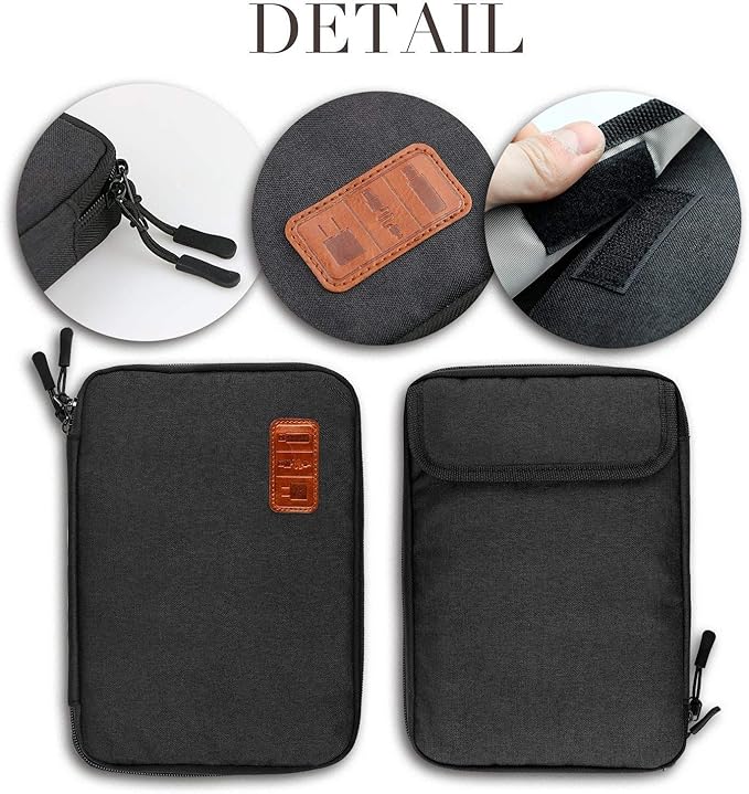 Travel Cable Organizer Bag Double Layer Waterproof Portable Electronic Accessories Organizer for USB Cable Cord Phone Charger Headset Wire SD Card with 10pcs Cable Ties(Black)