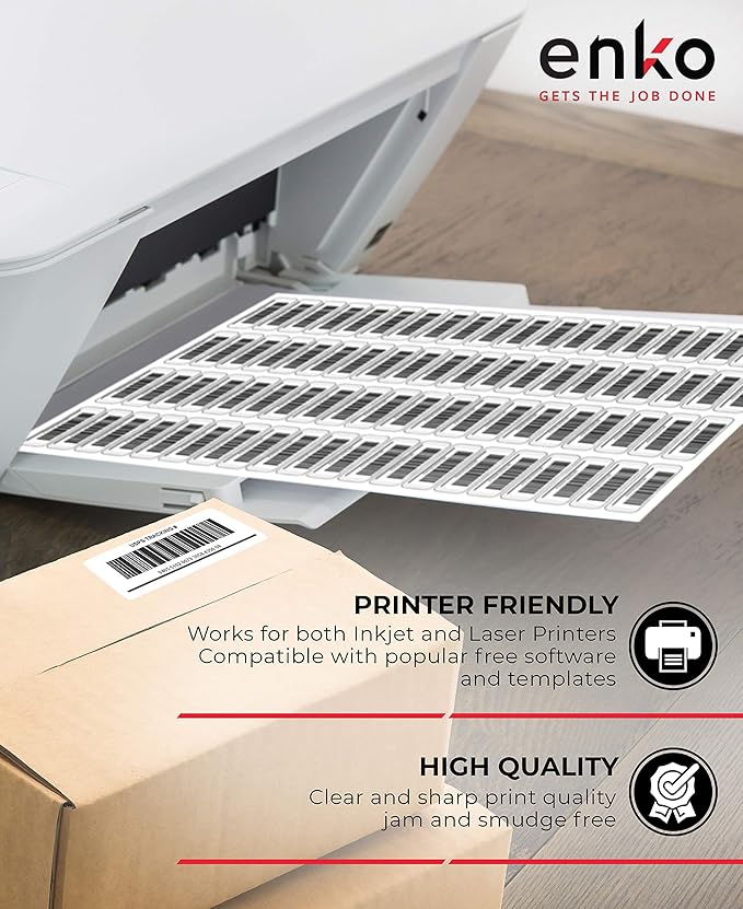 enKo 8-1/2 x 11 Inch Label - White Blank - 1 Per Sheet Full Shipping Address Labels for Laser Inkjet Printer (500 Sheets, 500 Labels)