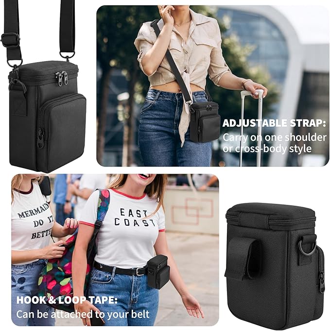 Protective Travel Case Compatible with Fujifilm Instax Mini EVO/LIPLAY/LiPlay+ Hybrid Instant Camera - Portable Storage Bag with Adjustable Strap & Belt Loop, Black (Case Only)‌