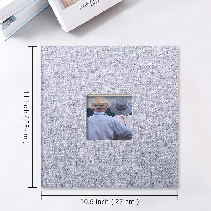 Vienrose Large Photo Album Self Adhesive for 4x6 8x10 Pictures Linen Scrapbook Album DIY 40 Blank Pages with A Metallic Pen