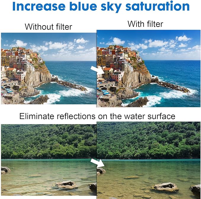 52mm CPL Phone Camera Filter,Clip-on CPL Polarizer Phone Camera Lens Filter for iPhone Samsung/Android Smartphones