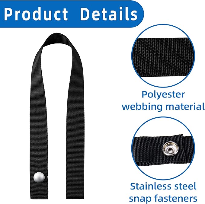 CODREE 4-Piece Pontoon Boat Ladder Strap - 18 Inch UV-Resistant, Snap & Screw Stud Fasteners - Secure Your Folding Boat Ladder