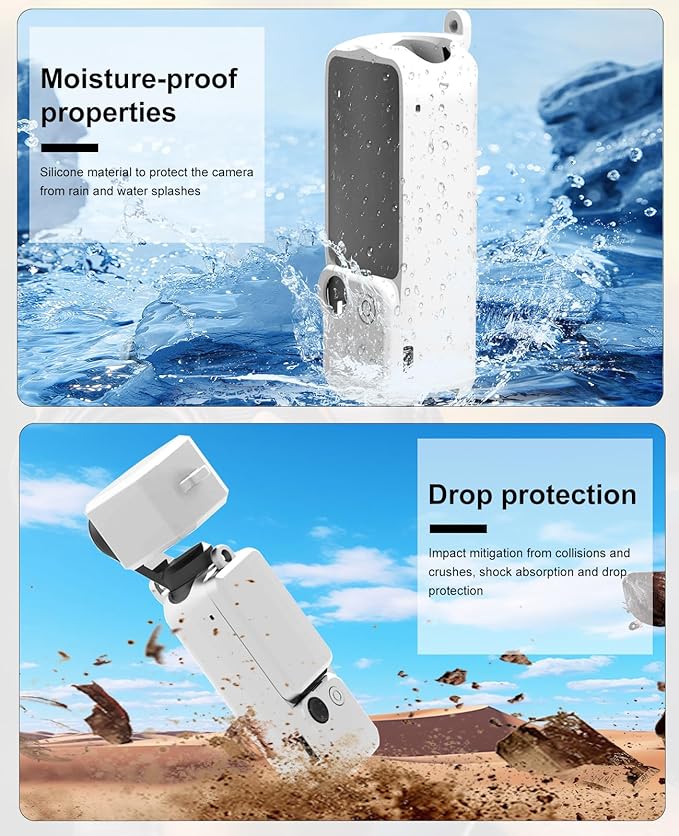 PULUZ Pocket 3 Silicone Cover, Soft Protective Case Compatible with DJI Osmo Pocket 3, Lens Protector Screen Protector Grip Cover Accessories(White)