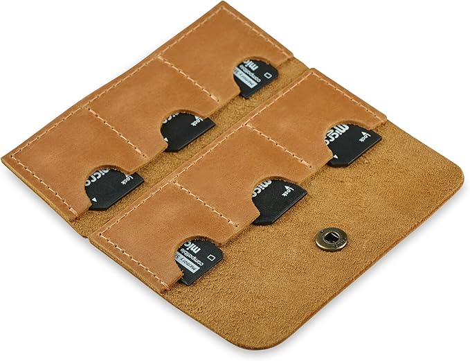 MAKYN Leather SD/Micro SD Card Holder & Organizer, Storage Case, Travel Memory Card Cover (Vintage Brown)