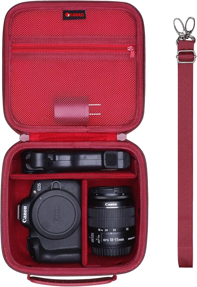 XANAD Hard Camera Case Bag Compatible with Canon EOS Rebel T7/ T100/ R50/ R50 V/RP/ R8/ R6 Mark II/ R7/ R10 DSLR Mirrorless Cameras, for Canon Sony Kodak Panasonic Nikon DSLR Mirrorless Camera, Red