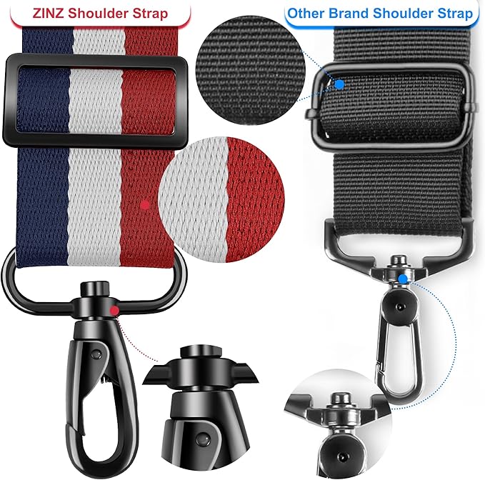 ZINZ 75" Shoulder Strap with Fixed Pad and Dual Balanced Buckles，Blue-White-Red Stripe