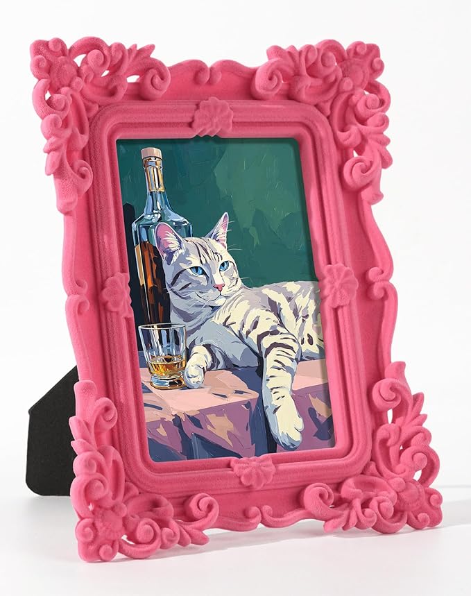 Pink Picture Frame 4x6 for Portraits Wedding Photos, Small Cute Decorative Frame with Stand for Cozy Home Decor, Unique Gift for Housewarming Birthday Baby Shower Graduation (Pink)