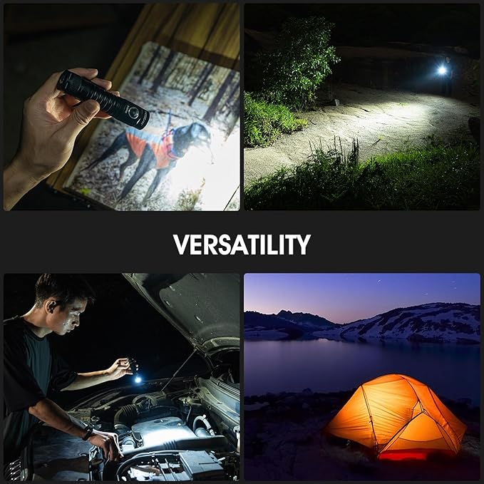 Rechargeable Flashlights 2500 High Lumens,Pocket Flashlight Small Powerful with Clip and Magnetic Base,IPX8 Waterproof 4 Modes for Home,Outdoor,Gift,Tools
