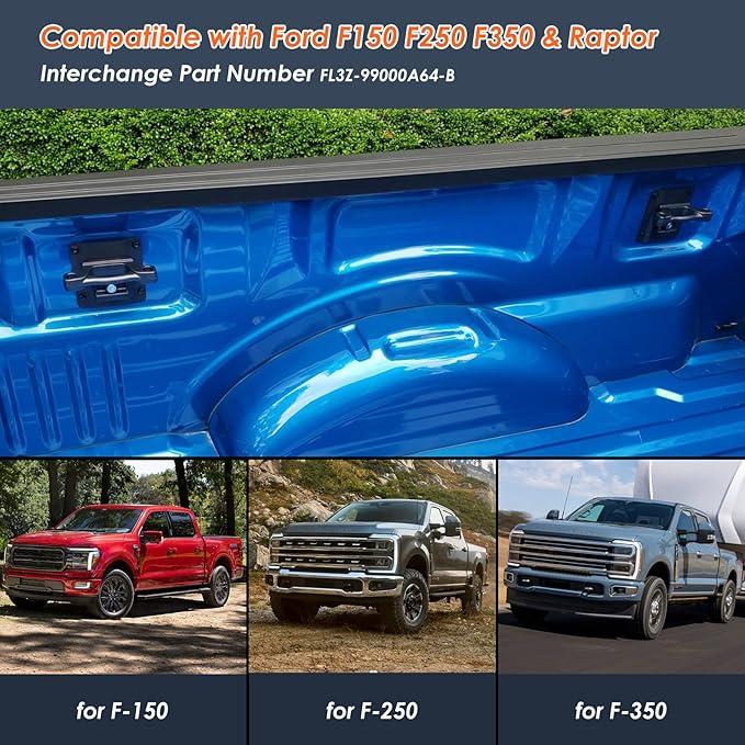 4Pcs Foldable Truck Bed Tie Down Anchors Boxlink Cleats Compatible with Ford F150 F250 F350 & Raptor 2015-2024 2025