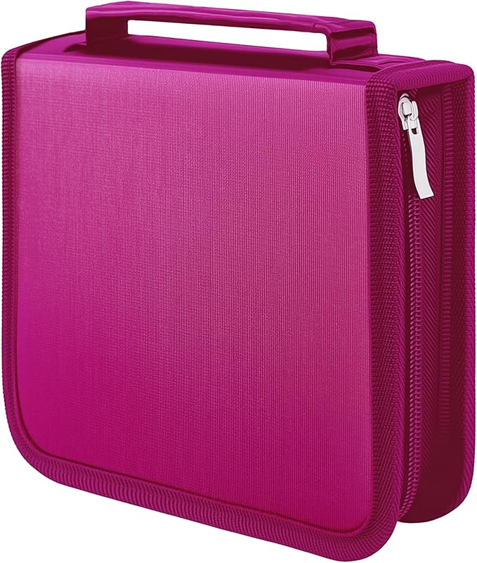 DVD Case CD Storage,40 Capacity CD Cases Holder DVD Storage Case Holders CD DVD Disc Case Storage Wallet Binder for Car Home Office Travel (40 Rose)