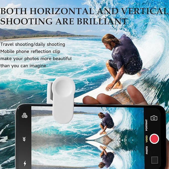 WOWNOVA Clip Reflection Mirror for Phone Back Camera, Shoot The Sky Lake Water Portrait Reflection, Smartphone Camera Mirror Reflection Clip Kit, Selfie Mirror Clip Reflection Mirror
