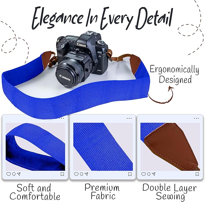 Art Tribute Camera Strap for All DSLR and Mirrorless Cameras. Add Your Name Or Initials Make It a Personalized Gift