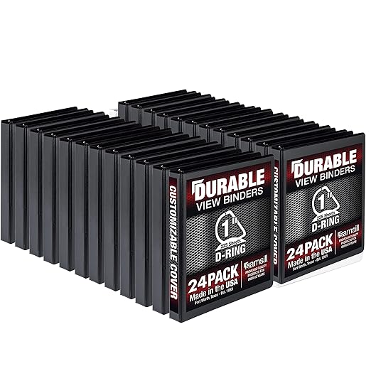 Samsill Durable 1 inch 3 Ring Binder, Made in USA, D Ring Binder, FSC 100% Recycled Chipboard, Black, 24 Pack - Bulk