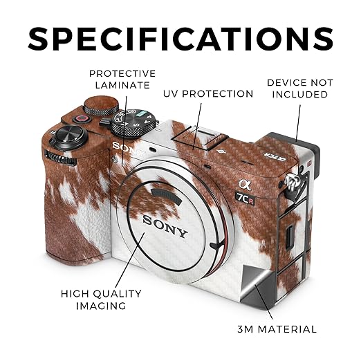 Carbon Fiber Camera Skin Compatible with Sony Alpha 7CR Camera (2023) - Cow Hide - Premium 3M Vinyl Protective Wrap Decal Cover - Easy to Apply | Crafted in The USA by MightySkins