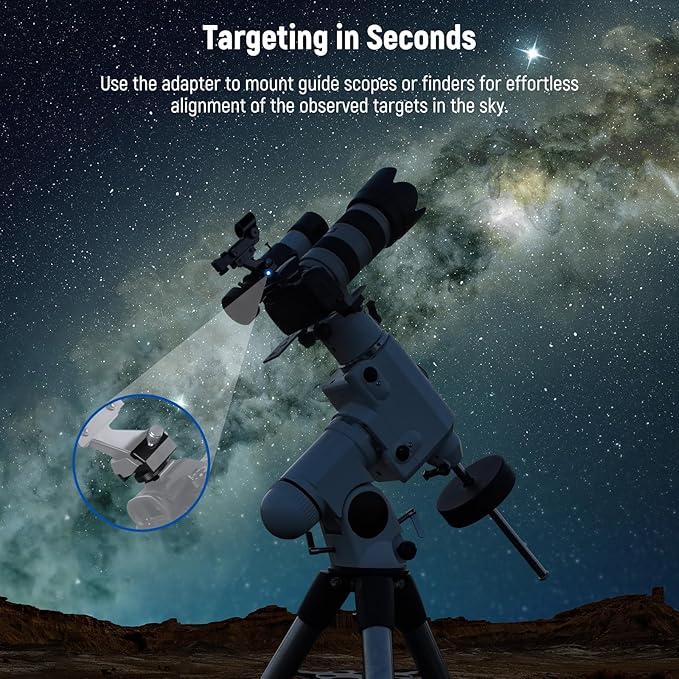 NEEWER Telescope Finderscope Mount Adapter All Metal with Cold Shoe & 1/4" Thread for Camera Hot Shoe Mount, Standard 1.3in/33mm Finder Dovetail Base for Sky Astrophotography, LS-T16