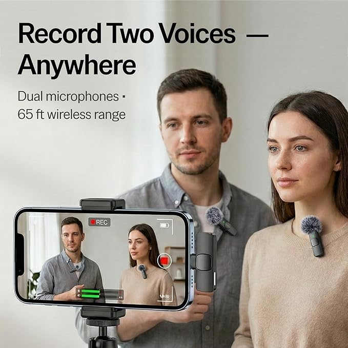 Mini Mic Pro (Latest Model) - Wireless Mini Microphone for iPhone, iPad, Android - 2 Pack Lavalier Microphone for Video Recording - iPhone Mic Crystal Clear Recording with USB-C for Content Creators