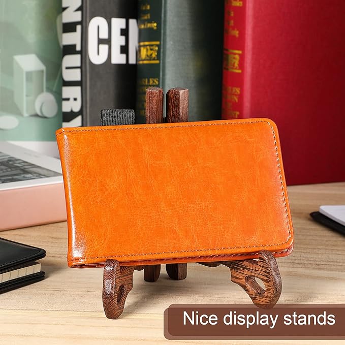 Honeydak 2 Pieces Wooden Display Stand Plate Holder Wooden Easel Plate Stand Picture Frame Holder for Display Plates Photos Home Birthday Party Wedding Decorations, Red(5 Inch)