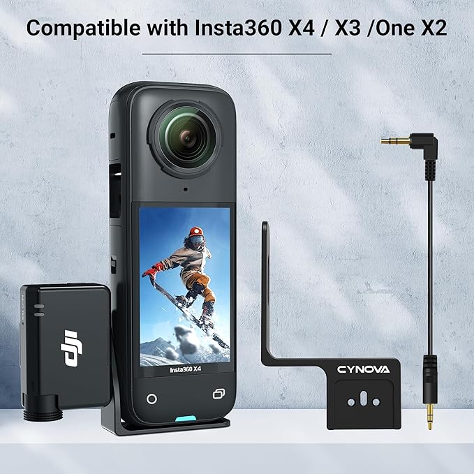 CYNOVA Insta 360 X4 DJI Mic Mini Mount, Invisible Mic Bracket for Insta360 X4 Accessories, Compatible with Insta360 X4 / X3（with 3.5mm Audio Cable）