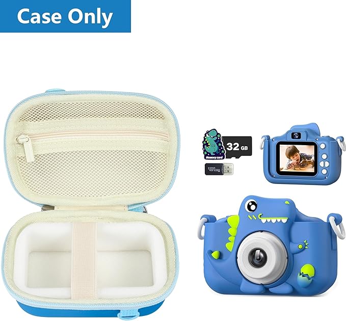 Leayjeen Kids Camera Case Compatible with OUTUVAS/Goopow/Mgaolo/HOOMOON/Kids Camera Toys and Kids Digital Video Camcorder Camera,Best Birthday Festival Gift -Blue(Case Only)