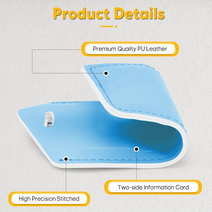 Travelambo 8 Pack Luggage Tags Faux Leather for Suitcases Travel Bag Labels Travel Accessories Essential with Protection Cover ID (Light Blue)