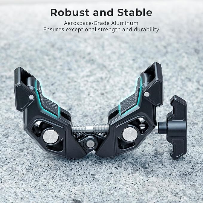 SMALLRIG Crab-Shaped Super Clamp with Swivel Tip & 1/4"-20 Expansion Holes, Max Clamping 50mm (2") for Camera Mounts, Tripod Accessories, Round Tube/Flat Surface, 5319