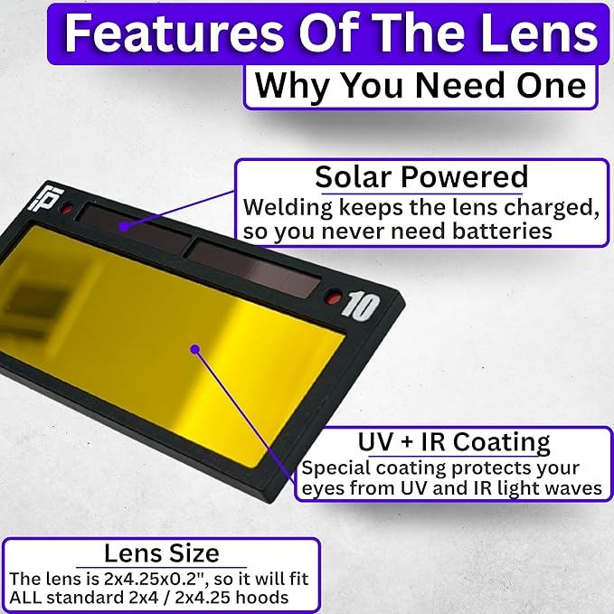 The King Single 2.0 | Shade 11 Gold Auto Darkening Welding Lens | 20A TIG Rating - No Flashing | 2" X 4.25" X 0.2" | Gold Welding Lens - Blue Puddle | Ridge Products Royal Series 2.0