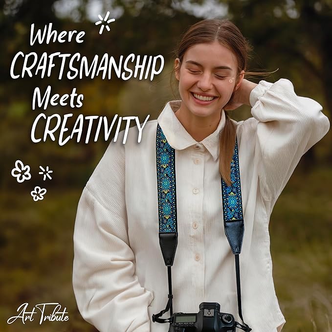 Art Tribute Camera Strap for All DSLR and Mirrorless Cameras. Add Your Name Or Initials Make It a Personalized Gift